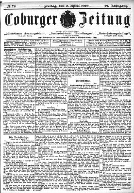 Coburger Zeitung Freitag 2. April 1909