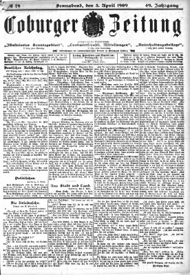 Coburger Zeitung Samstag 3. April 1909