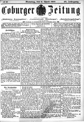 Coburger Zeitung Dienstag 6. April 1909