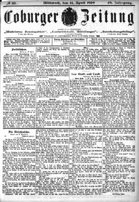 Coburger Zeitung Mittwoch 14. April 1909