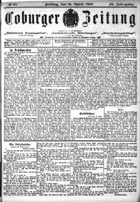 Coburger Zeitung Freitag 16. April 1909