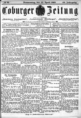 Coburger Zeitung Donnerstag 22. April 1909