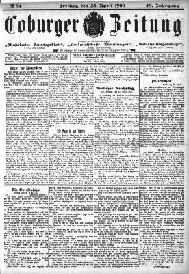 Coburger Zeitung Freitag 23. April 1909