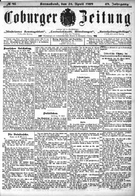 Coburger Zeitung Samstag 24. April 1909