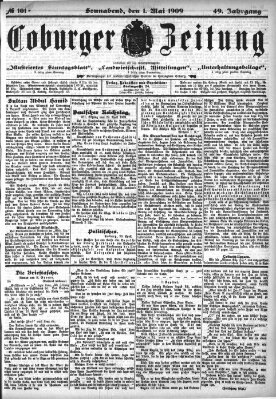 Coburger Zeitung Samstag 1. Mai 1909