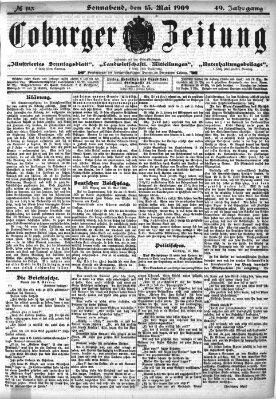 Coburger Zeitung Samstag 15. Mai 1909