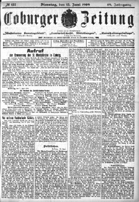 Coburger Zeitung Dienstag 15. Juni 1909