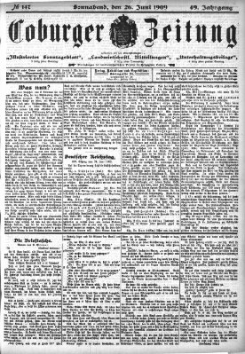 Coburger Zeitung Samstag 26. Juni 1909