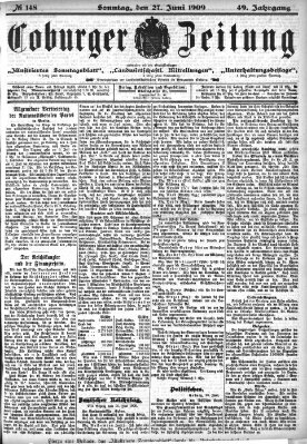 Coburger Zeitung Sonntag 27. Juni 1909