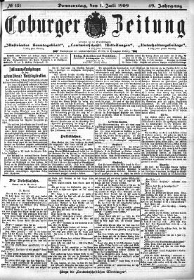 Coburger Zeitung Donnerstag 1. Juli 1909