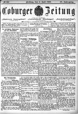 Coburger Zeitung Freitag 2. Juli 1909