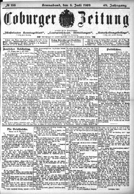 Coburger Zeitung Samstag 3. Juli 1909