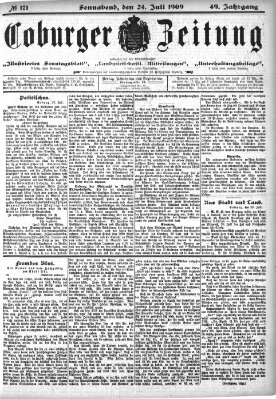 Coburger Zeitung Samstag 24. Juli 1909