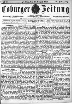 Coburger Zeitung Freitag 13. August 1909