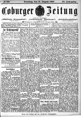 Coburger Zeitung Sonntag 15. August 1909