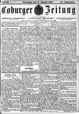 Coburger Zeitung Dienstag 17. August 1909