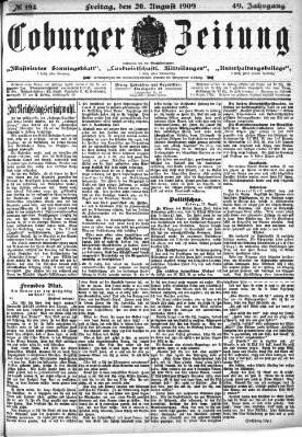 Coburger Zeitung Freitag 20. August 1909