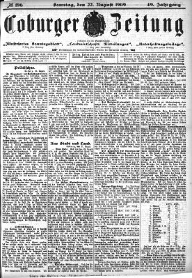 Coburger Zeitung Sonntag 22. August 1909