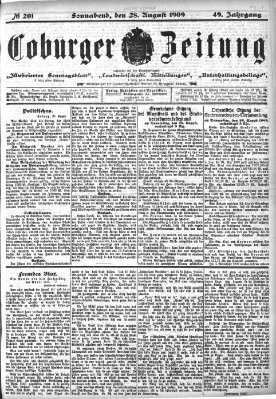 Coburger Zeitung Samstag 28. August 1909