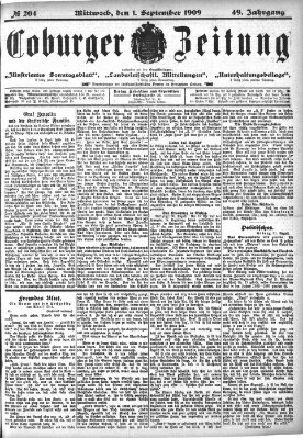 Coburger Zeitung Mittwoch 1. September 1909