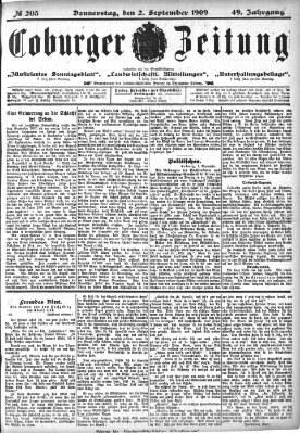 Coburger Zeitung Donnerstag 2. September 1909