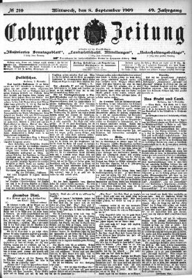 Coburger Zeitung Mittwoch 8. September 1909