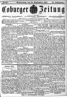 Coburger Zeitung Donnerstag 16. September 1909