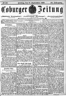 Coburger Zeitung Freitag 17. September 1909