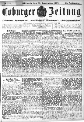 Coburger Zeitung Mittwoch 22. September 1909