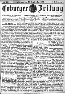 Coburger Zeitung Freitag 24. September 1909