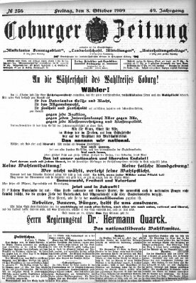 Coburger Zeitung Freitag 8. Oktober 1909