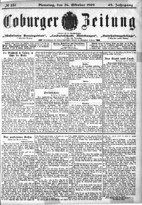 Coburger Zeitung Dienstag 26. Oktober 1909