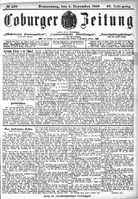 Coburger Zeitung Donnerstag 4. November 1909