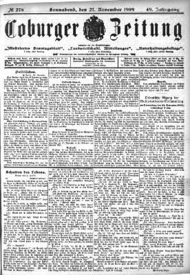 Coburger Zeitung Samstag 27. November 1909