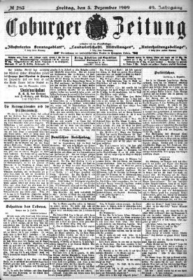 Coburger Zeitung Freitag 3. Dezember 1909