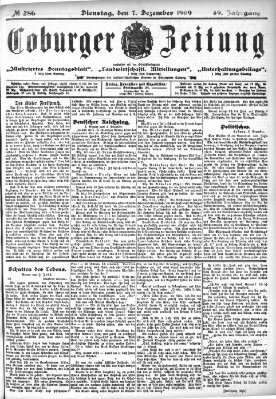 Coburger Zeitung Dienstag 7. Dezember 1909