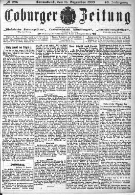 Coburger Zeitung Samstag 18. Dezember 1909