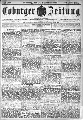 Coburger Zeitung Dienstag 21. Dezember 1909