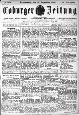 Coburger Zeitung Donnerstag 23. Dezember 1909