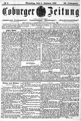 Coburger Zeitung Dienstag 4. Januar 1910