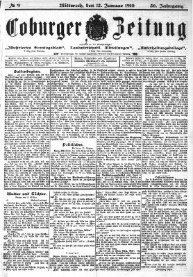 Coburger Zeitung Mittwoch 12. Januar 1910