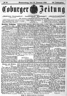 Coburger Zeitung Donnerstag 13. Januar 1910