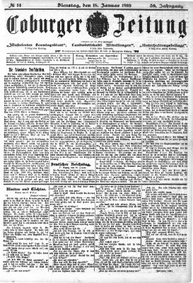Coburger Zeitung Dienstag 18. Januar 1910