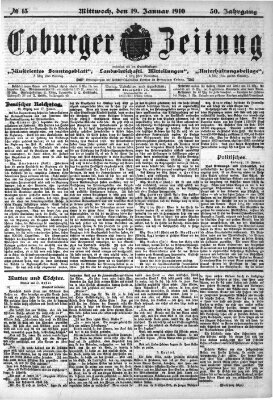 Coburger Zeitung Mittwoch 19. Januar 1910
