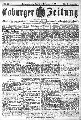 Coburger Zeitung Freitag 21. Januar 1910