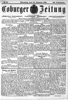 Coburger Zeitung Dienstag 25. Januar 1910