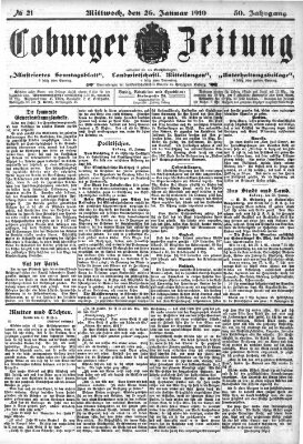 Coburger Zeitung Mittwoch 26. Januar 1910