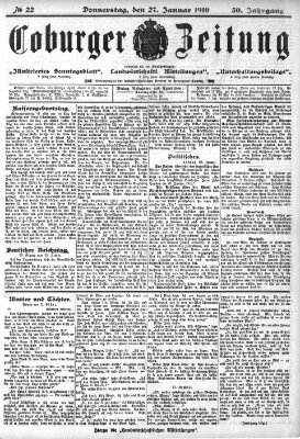 Coburger Zeitung Donnerstag 27. Januar 1910