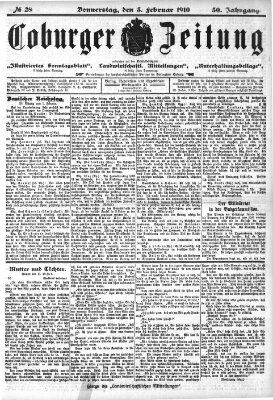 Coburger Zeitung Donnerstag 3. Februar 1910