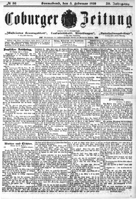 Coburger Zeitung Samstag 5. Februar 1910